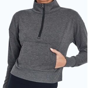 Balance Collection gray cropped 1/4 zip, medium